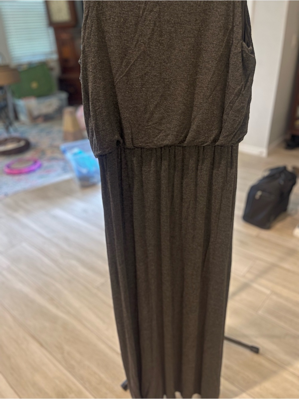 LOFT Charcoal Long Sleeve Maxi Dress